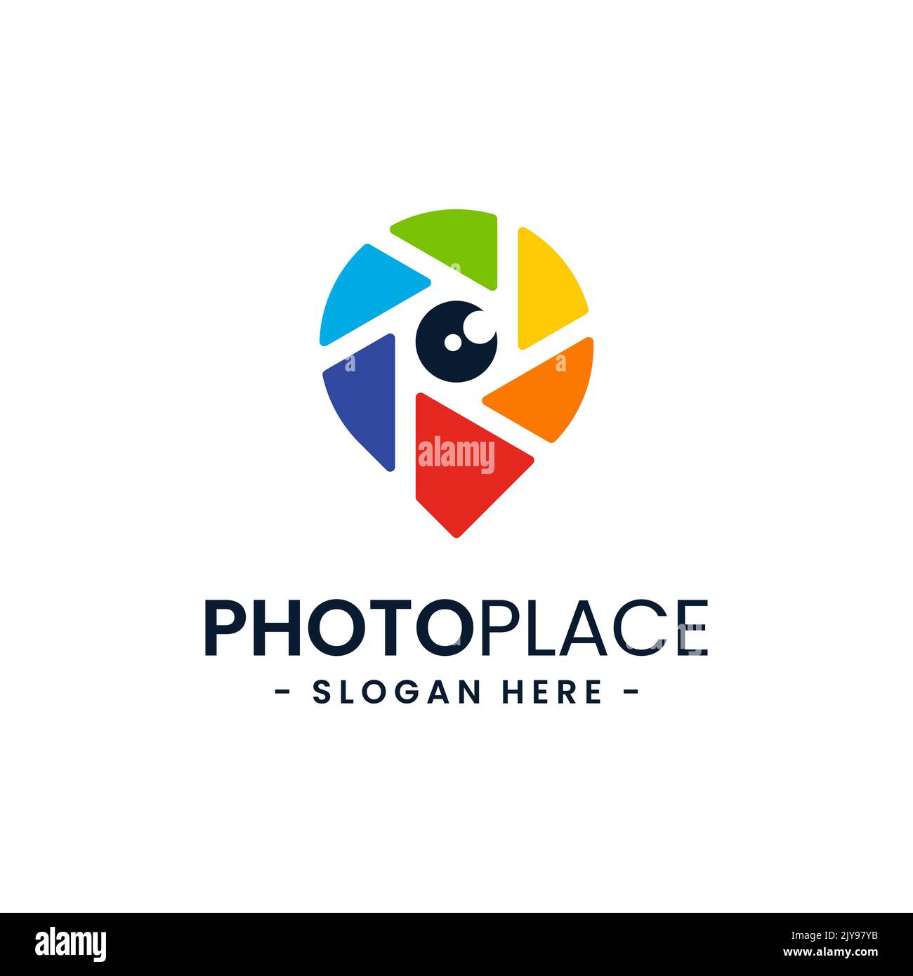 Colorful photo point logo design template. Abstract combination of ...