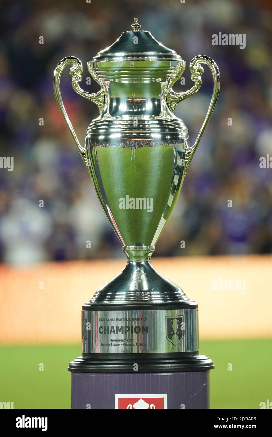 Orlando, Florida, USA, September 7, 2022, The US Open Cup Trophy at