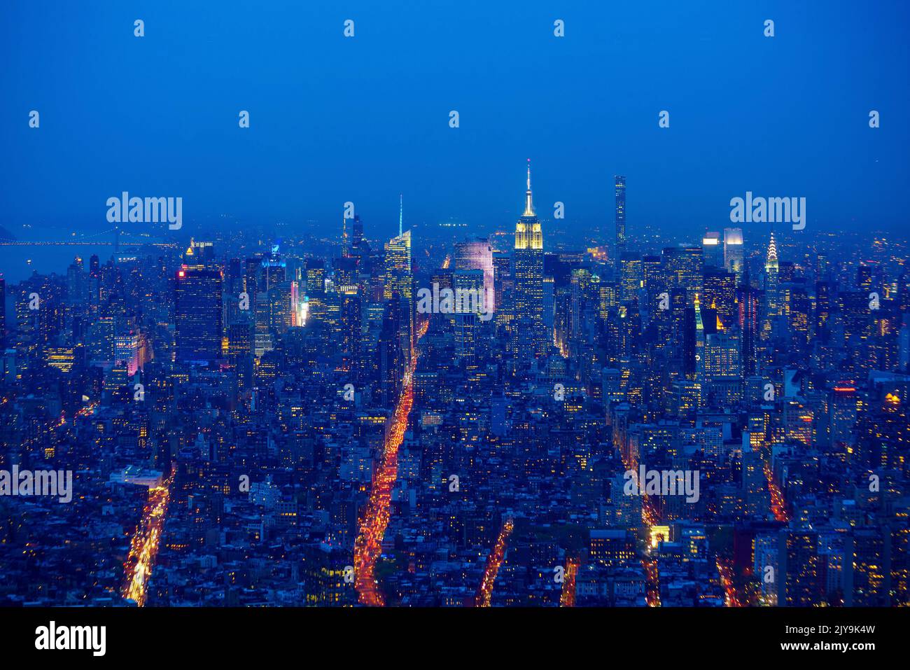 New York City Manhattan midtown skyline at night Stock Photo - Alamy