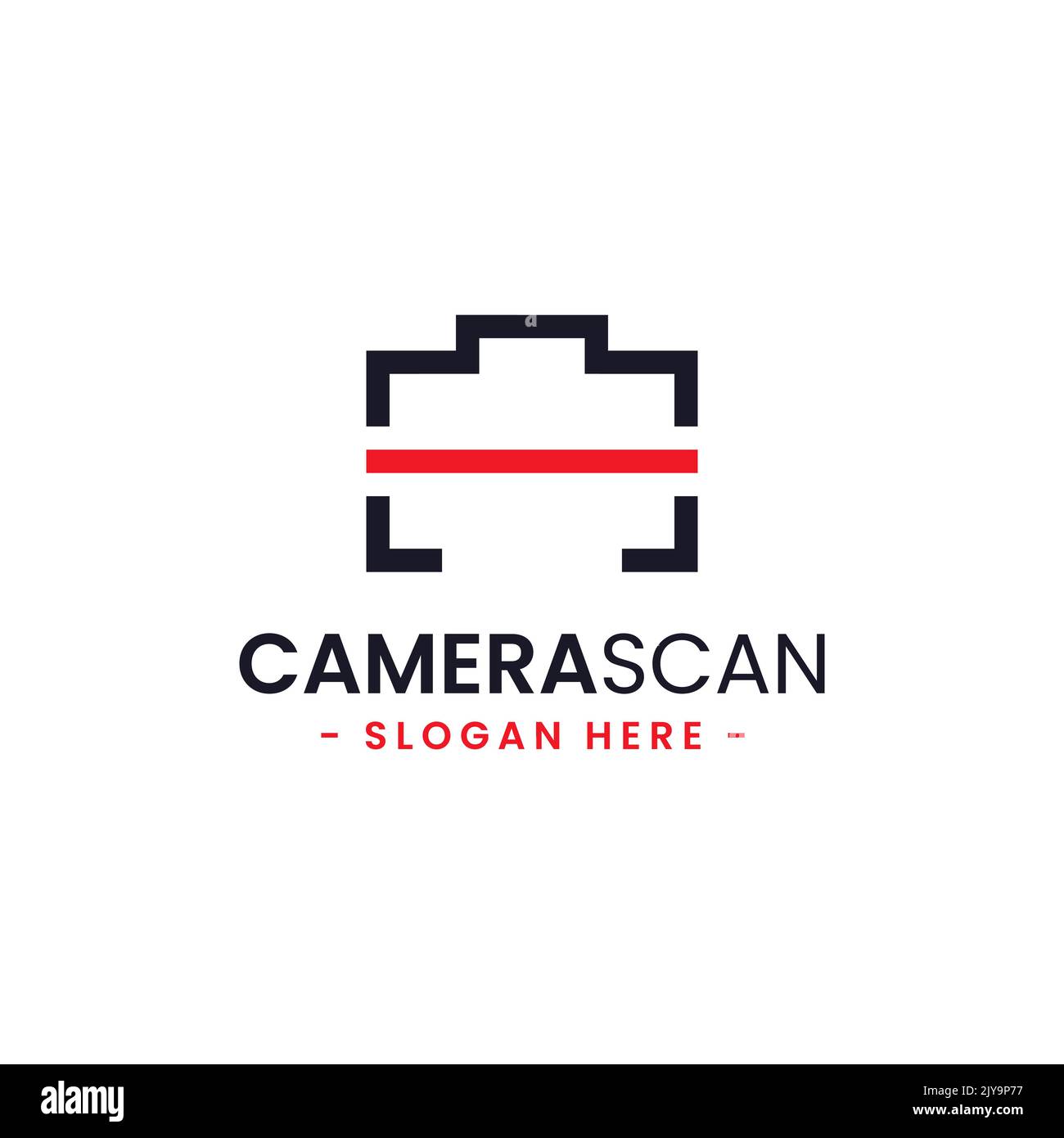 Camera scan logo design template. Minimal camera and scan icon vector
