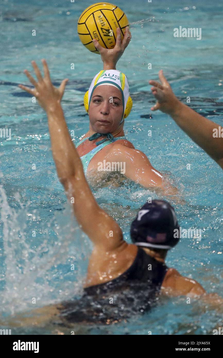 Zoe Arancini of Australia takes a shot at goal during the Water Polo
