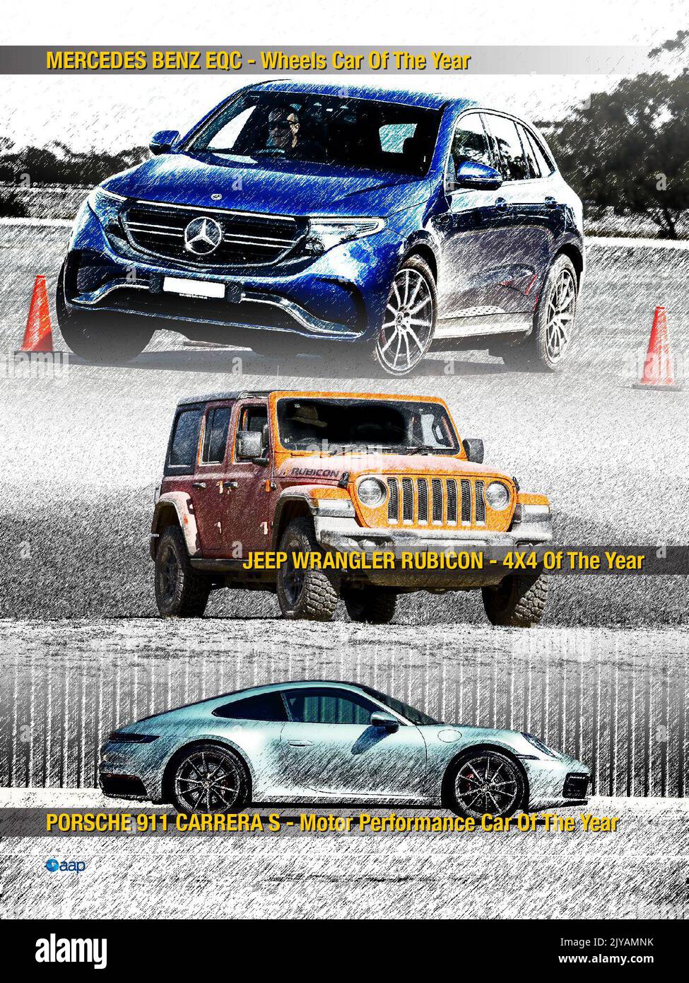 Graphic showing the 2020Wheels Car Of The Year winners in; Car Of The