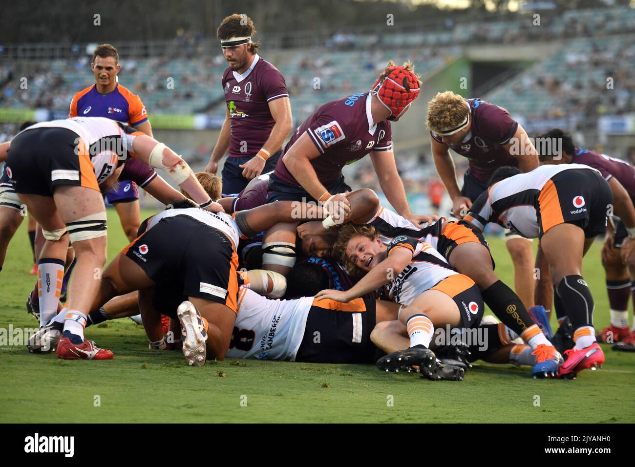 A maul close to the tryline during the Round 1 Super Rugby match ...