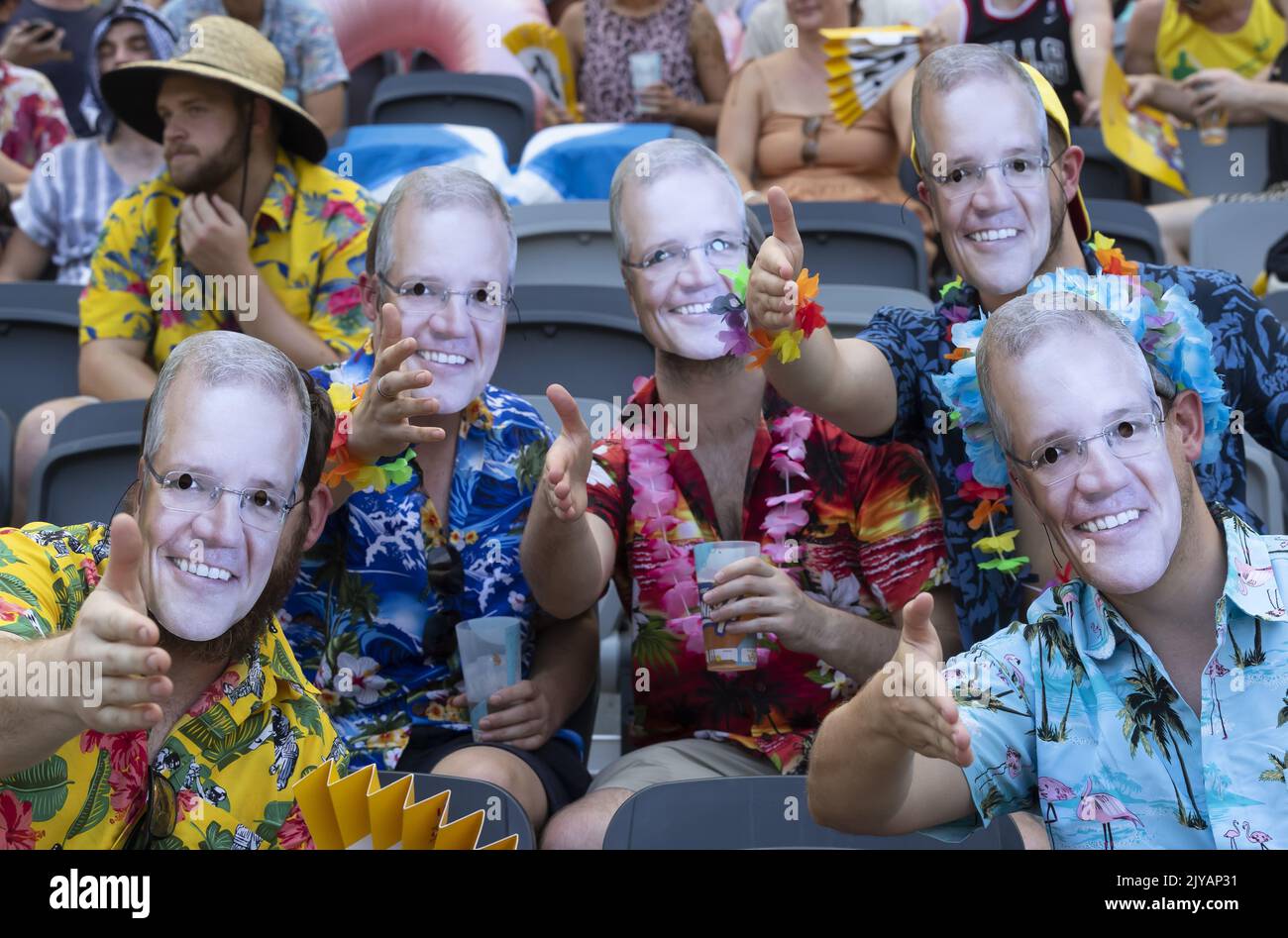 Scomo fans during day one of the Sydney 7S Rugby tournament at Bankwest ...