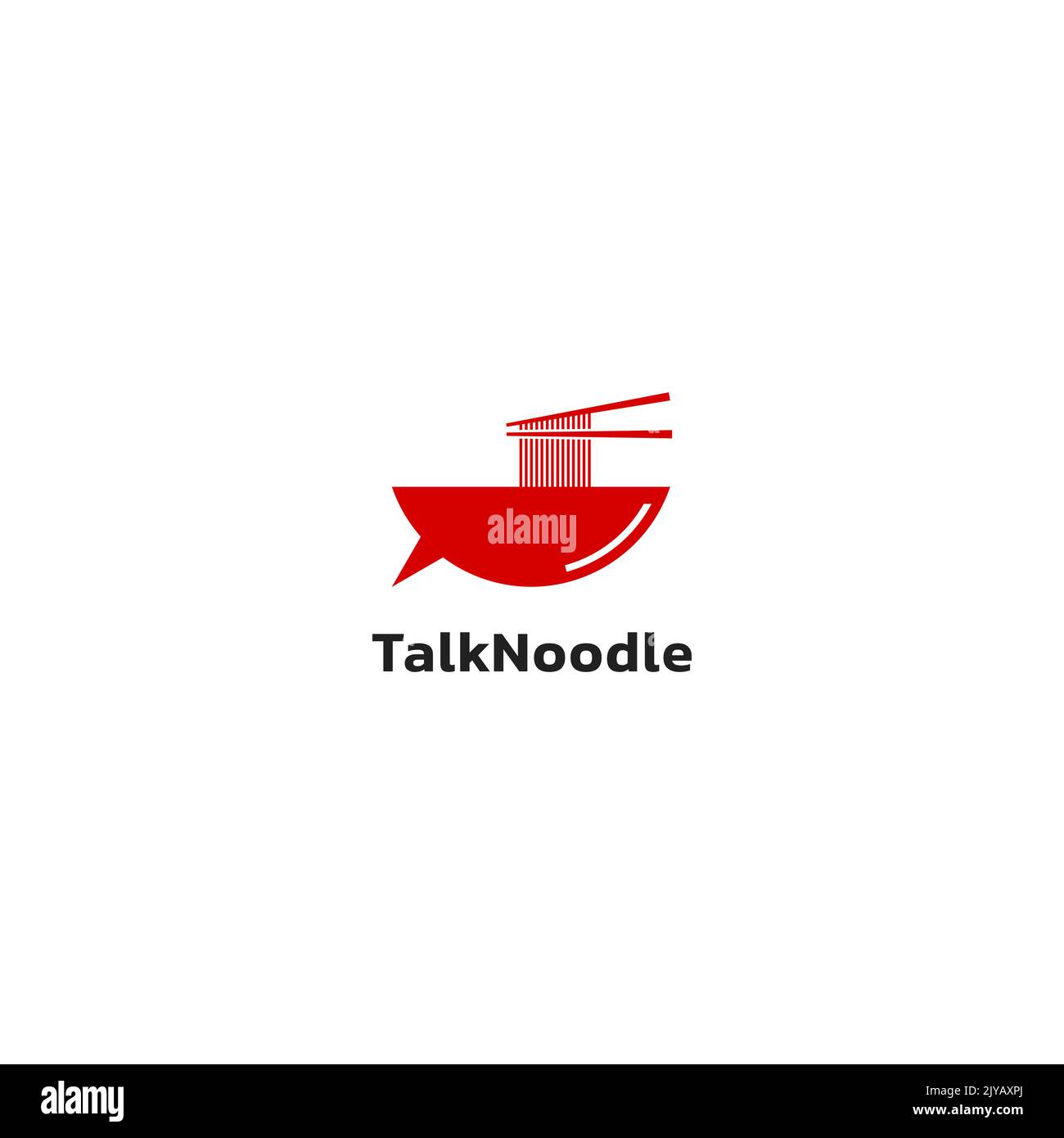 Simple abstract logo design of chat icon and bowl of noodles. Talking noodle logo. Bowl and conversation logo. Stock Vector