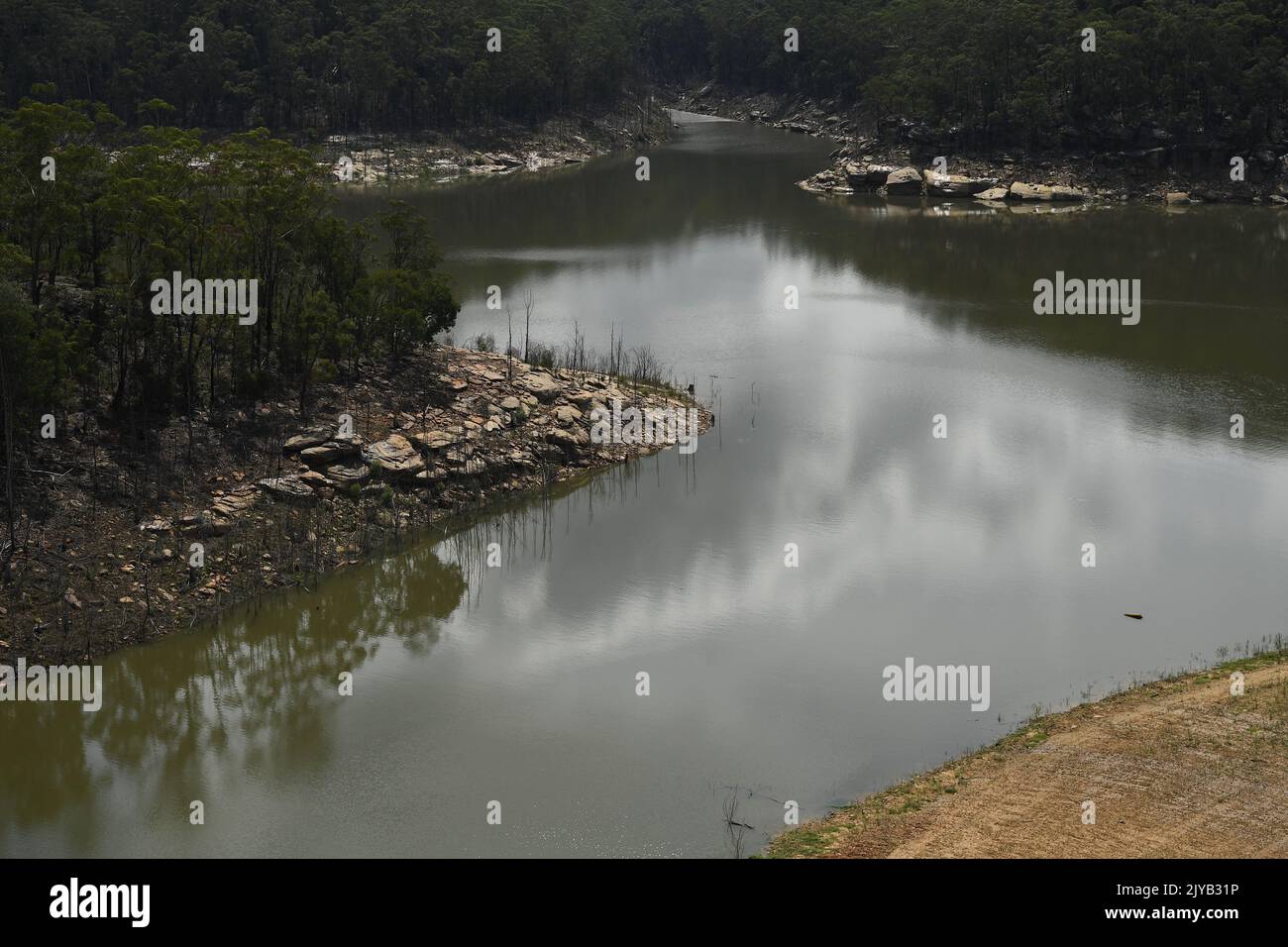 Water levels seen at Warragamba Dam in Sydney, Monday, February 10