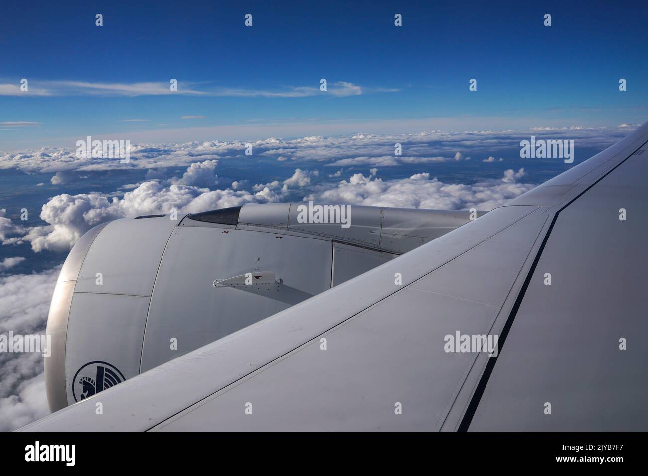 Passenger plane flying over Europe Stock Photo Alamy