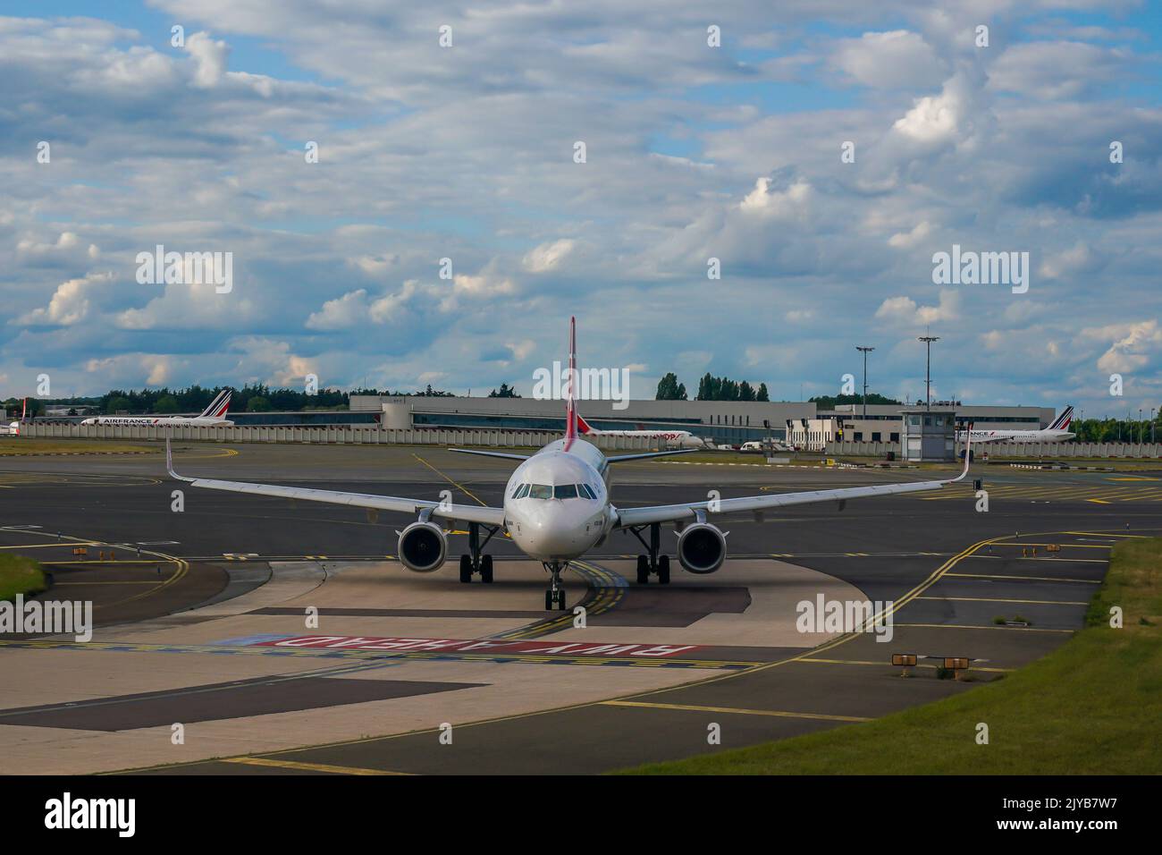 Turkish Airlines Airbus A321 on tarmac at Charles de Gaulle Airport in
