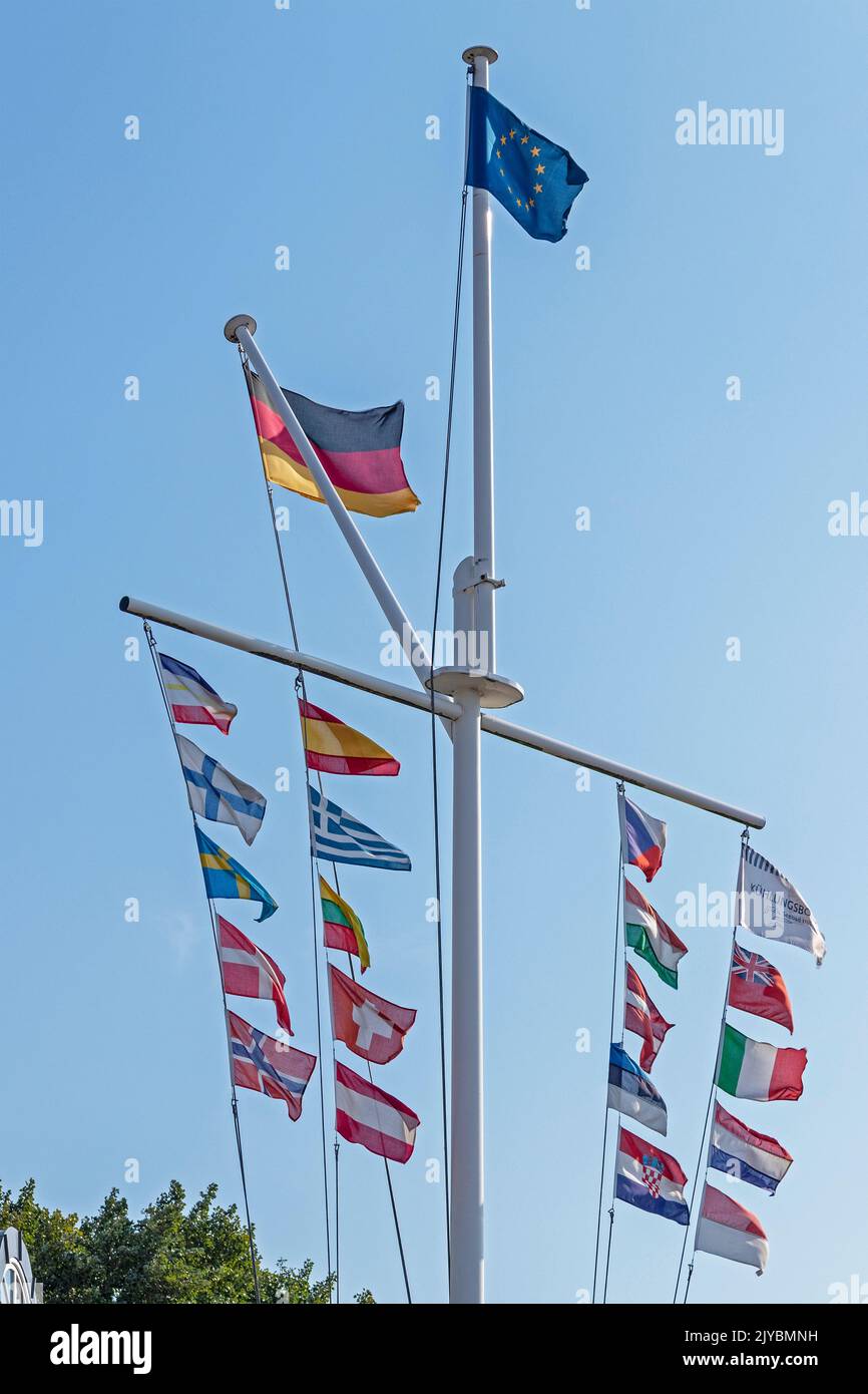 flags, Kühlungsborn, Mecklenburg-West Pomerania, Germany Stock Photo