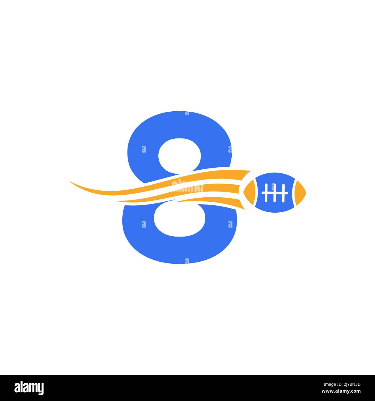 Letter 8 Rugby, American Football Logo Combine With Rugby Ball Icon For ...