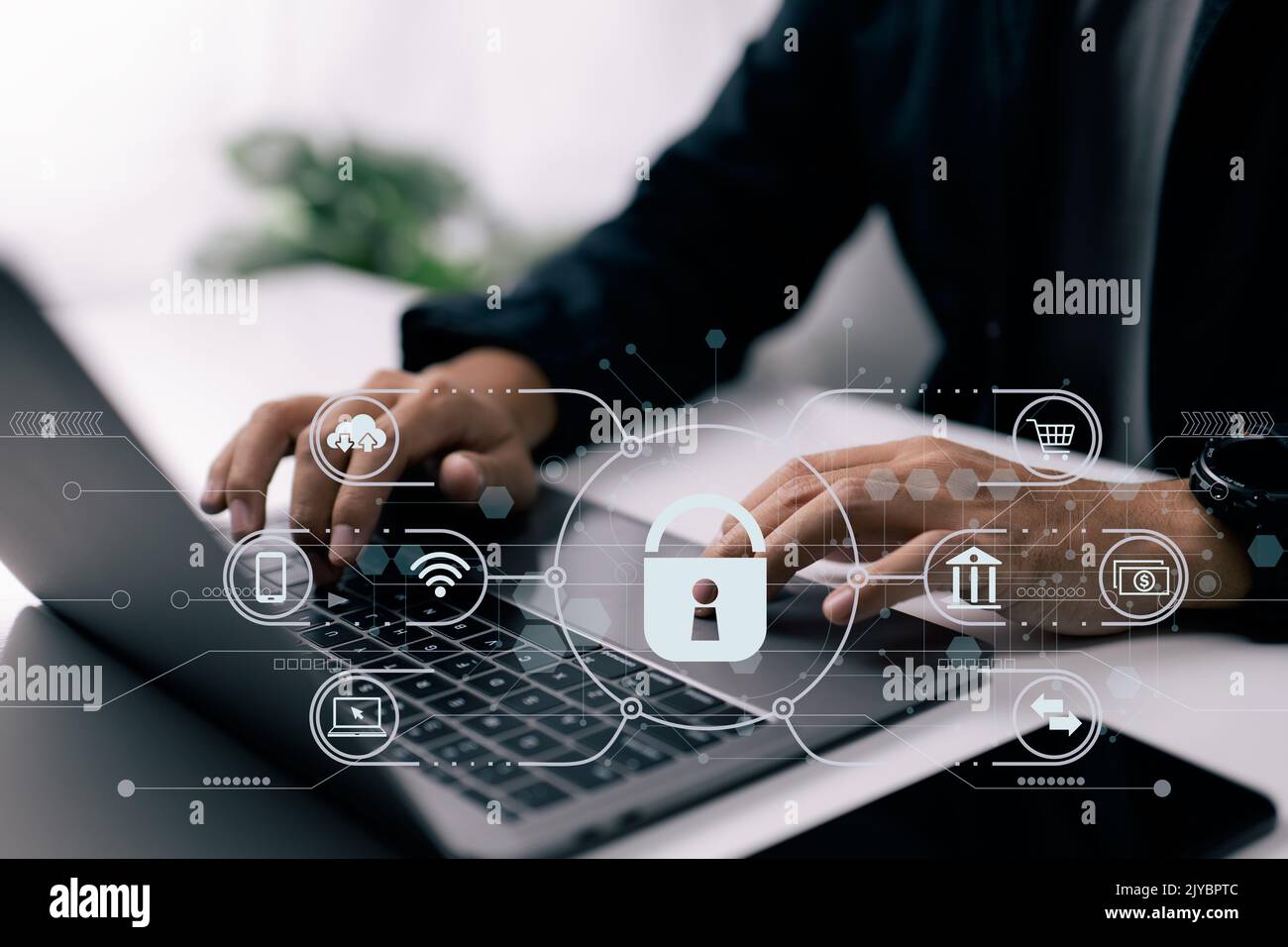 Concept of internet network security and personal data protection. Secure payment and banking concept is an online internet secure payment. there are Stock Photo