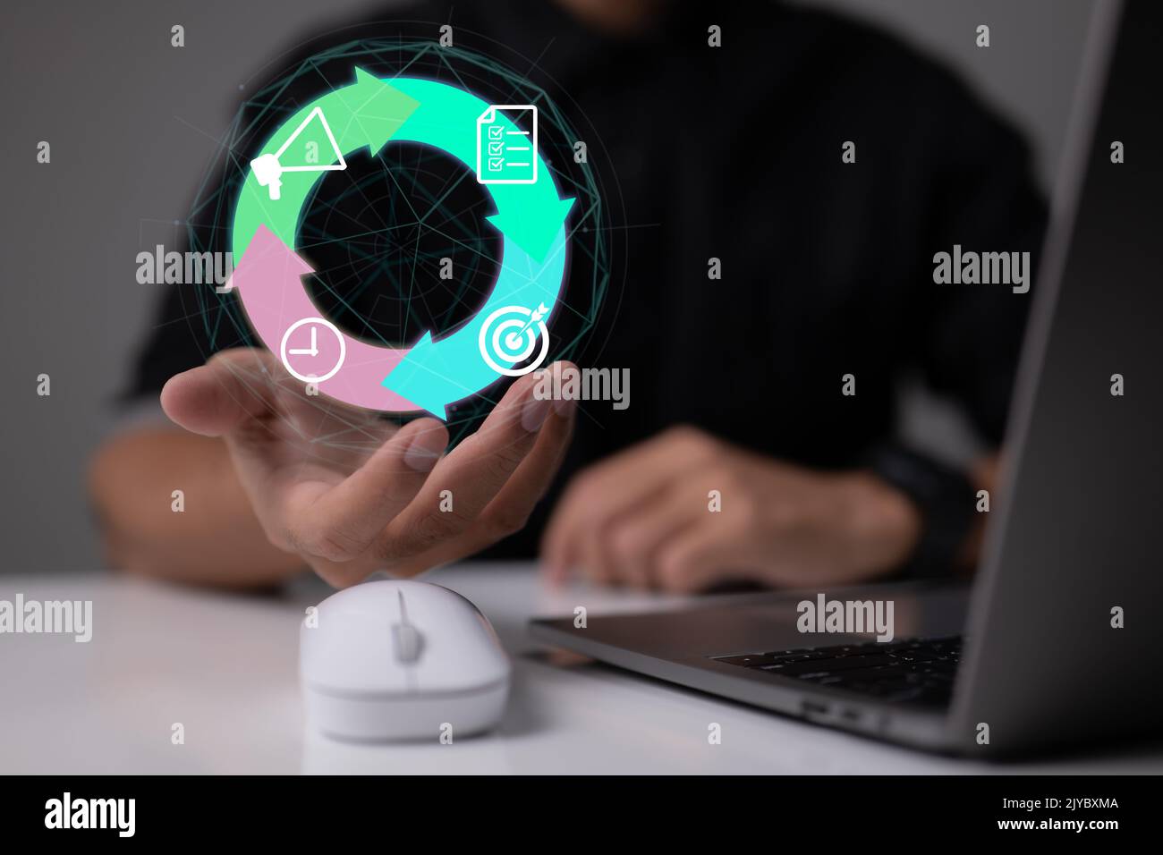 PDCA is plan, do, check, and act. Method to improve processes and products. Enhancing project performance. Stock Photo