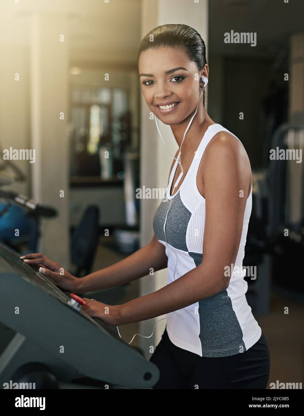 Gym and women walking on treadmill hires stock photography and images