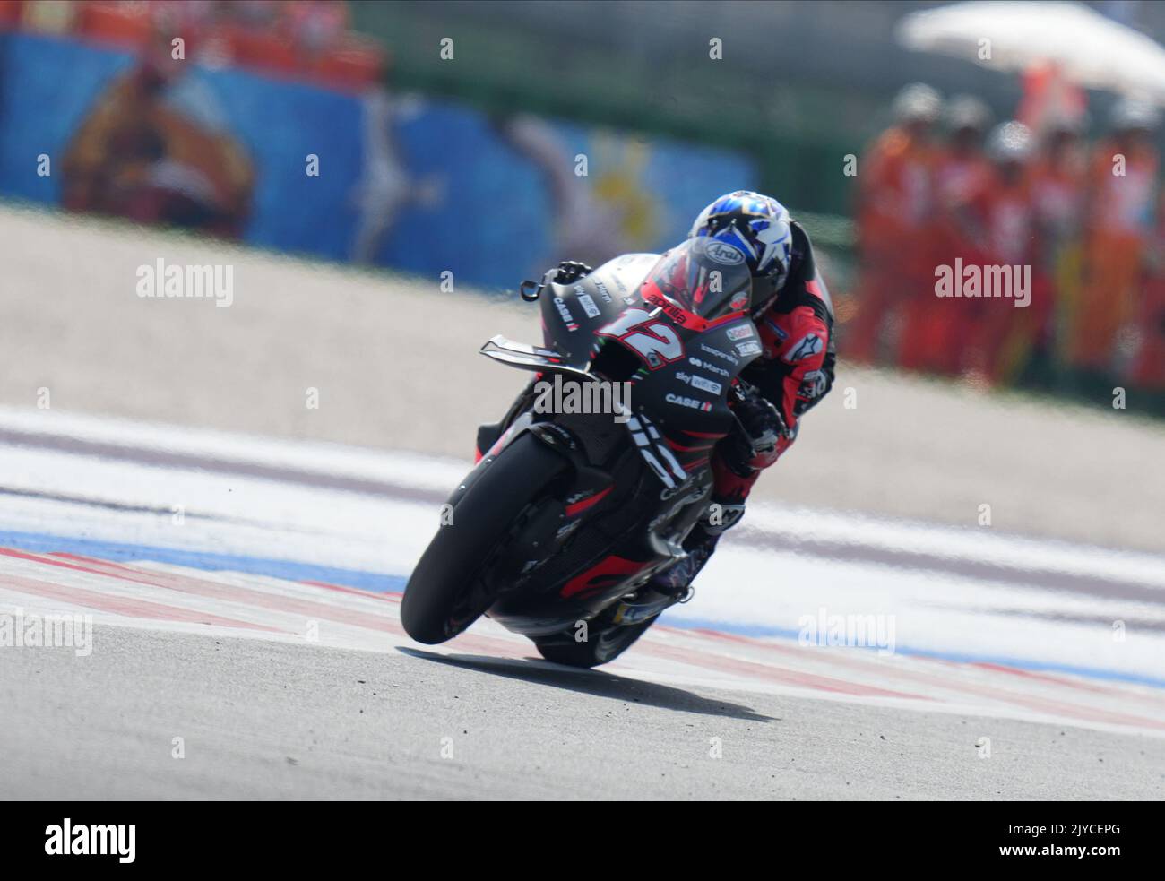 Misano Adriatico, Italy. 04th Sep, 2022. Maveric Vinales of Aprilia Racing during the Gran Premio Gryfyn di San Marino Della Riviera di Rimini, Moto Gp Race, On September 04, 2022 at Misano World Circuit Marco Simoncelli, in Misano Adriatico, Italy. Photo Nderim Kaceli Credit: Independent Photo Agency/Alamy Live News Stock Photo