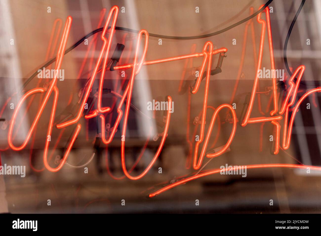 Neon sign for Dat bar, Bigg Market, Newcastle-upon-Tyne Stock Photo