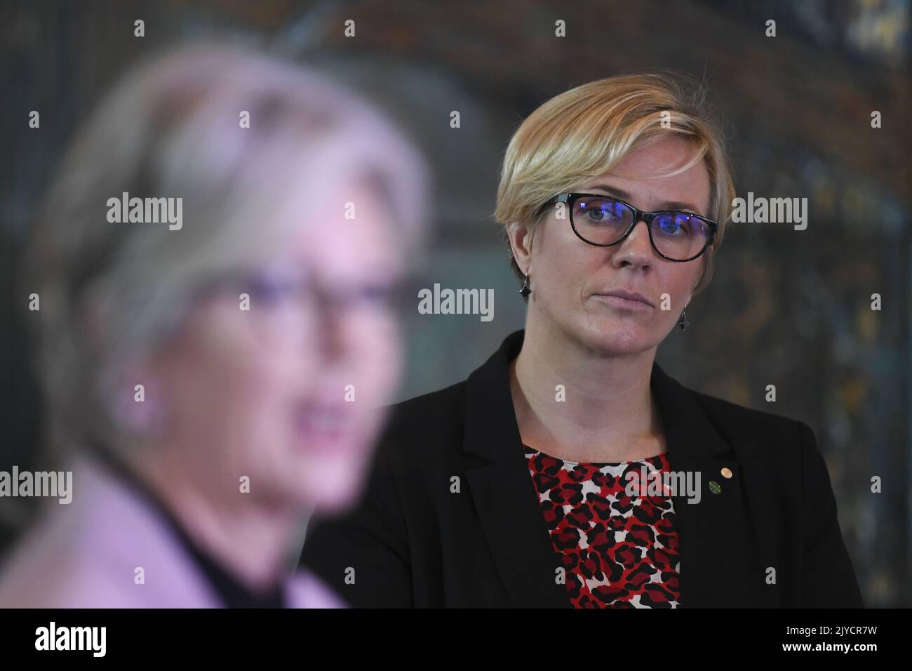 Crossbench MP Zali Steggall speaks to the media during a p…