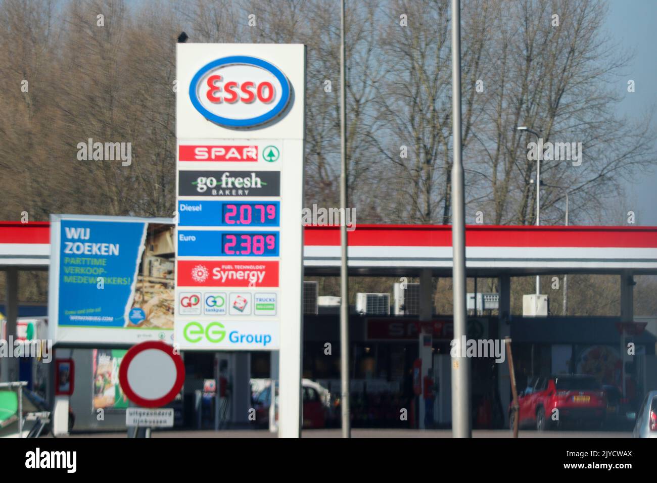 High fuel prizes at petrol station during Ukrain War in the Netherlands