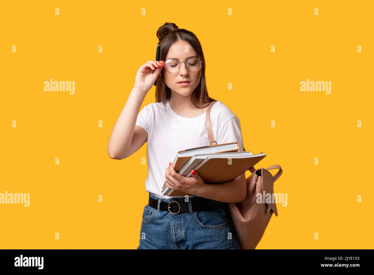 smart student education courses woman glasses Stock Photo