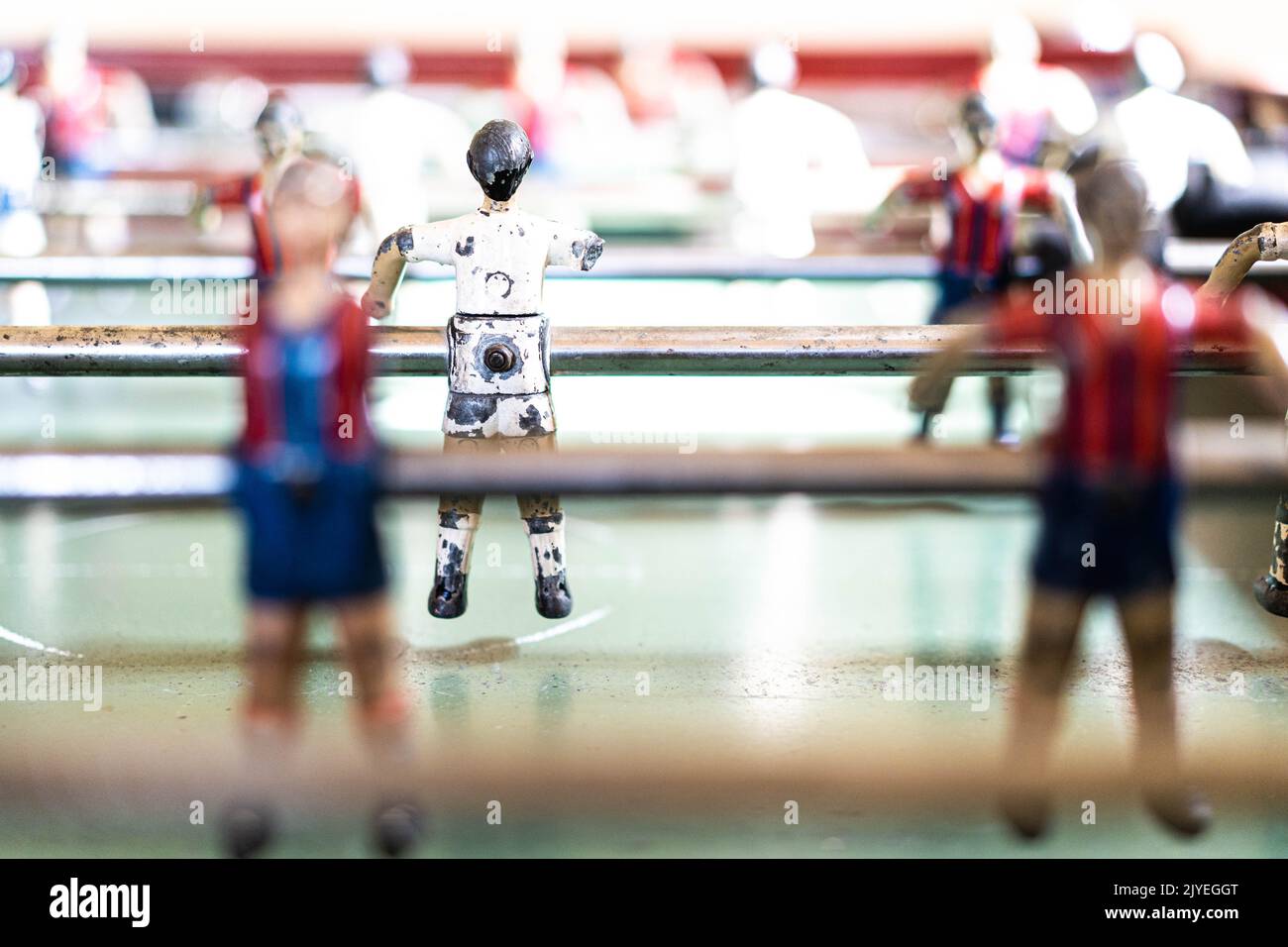 Football toy players Barcelona Real Madrid Stock Photo Alamy