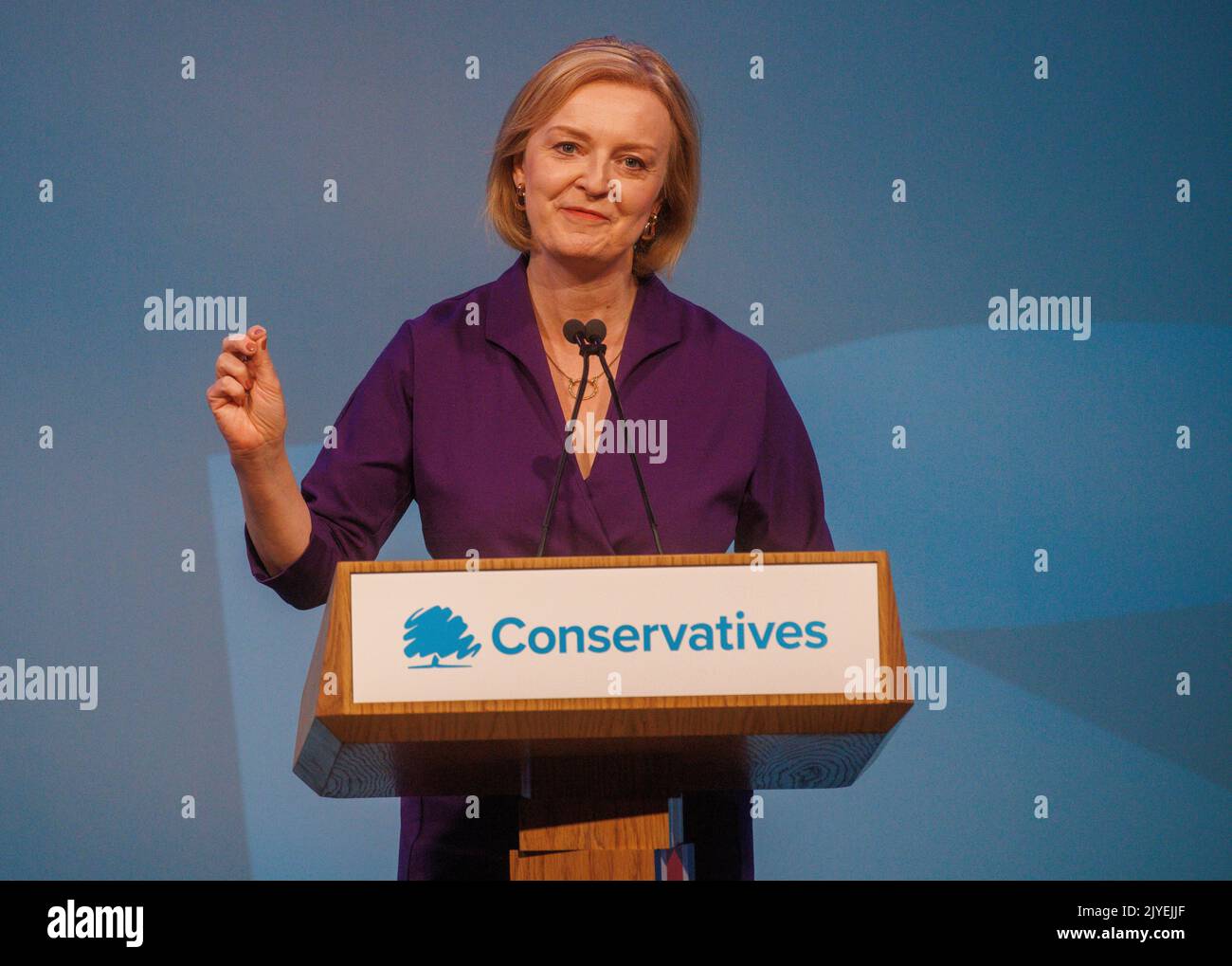 Newly appointed Prime Minister, Liz Truss, makes a speech to ...
