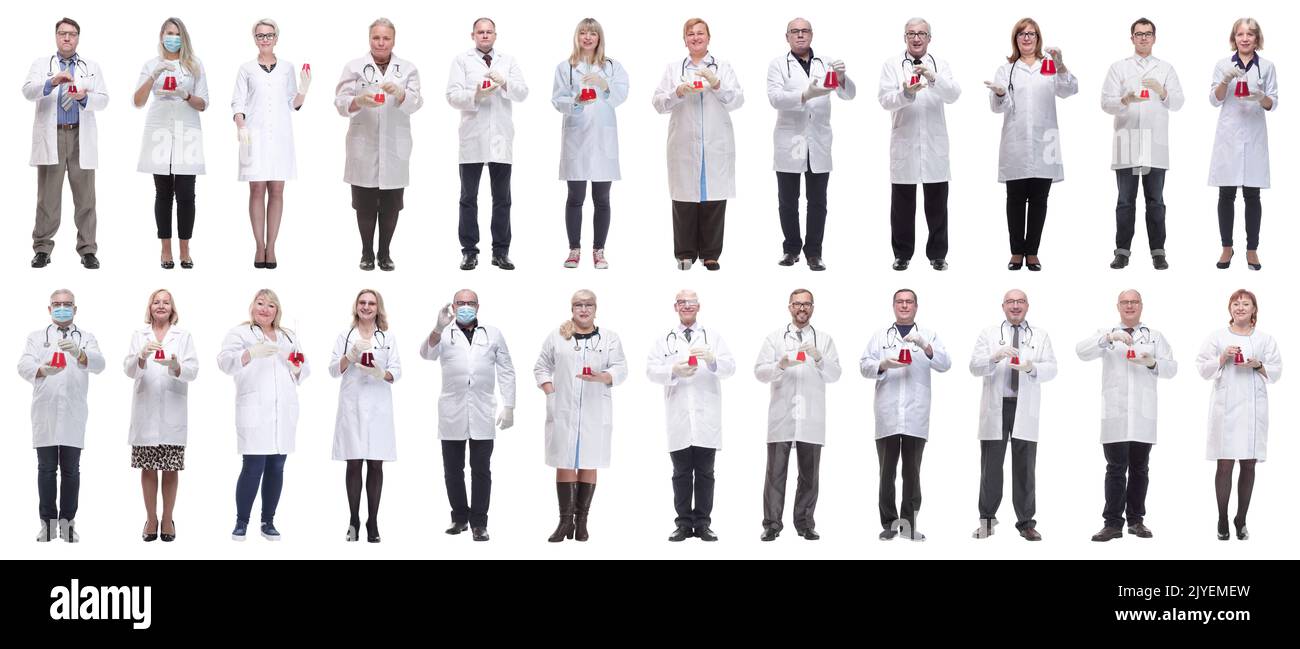 Lab Helpers laboratory assistant holding a flask with liquid isolated Stock Photo ...
