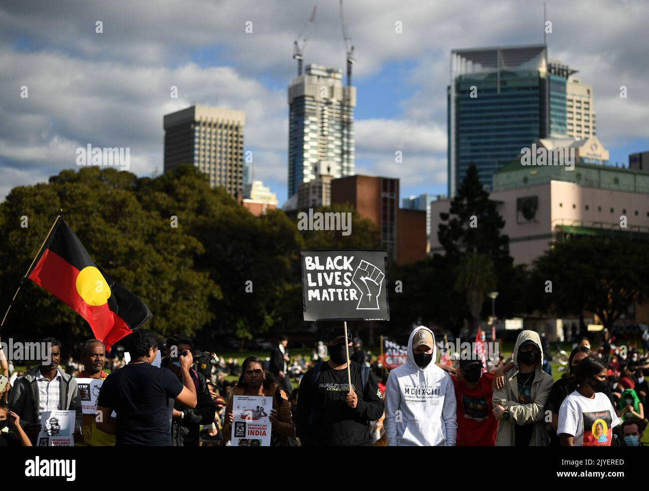 Protesters participate in a Black Lives Matter (BLM) rally at The ...