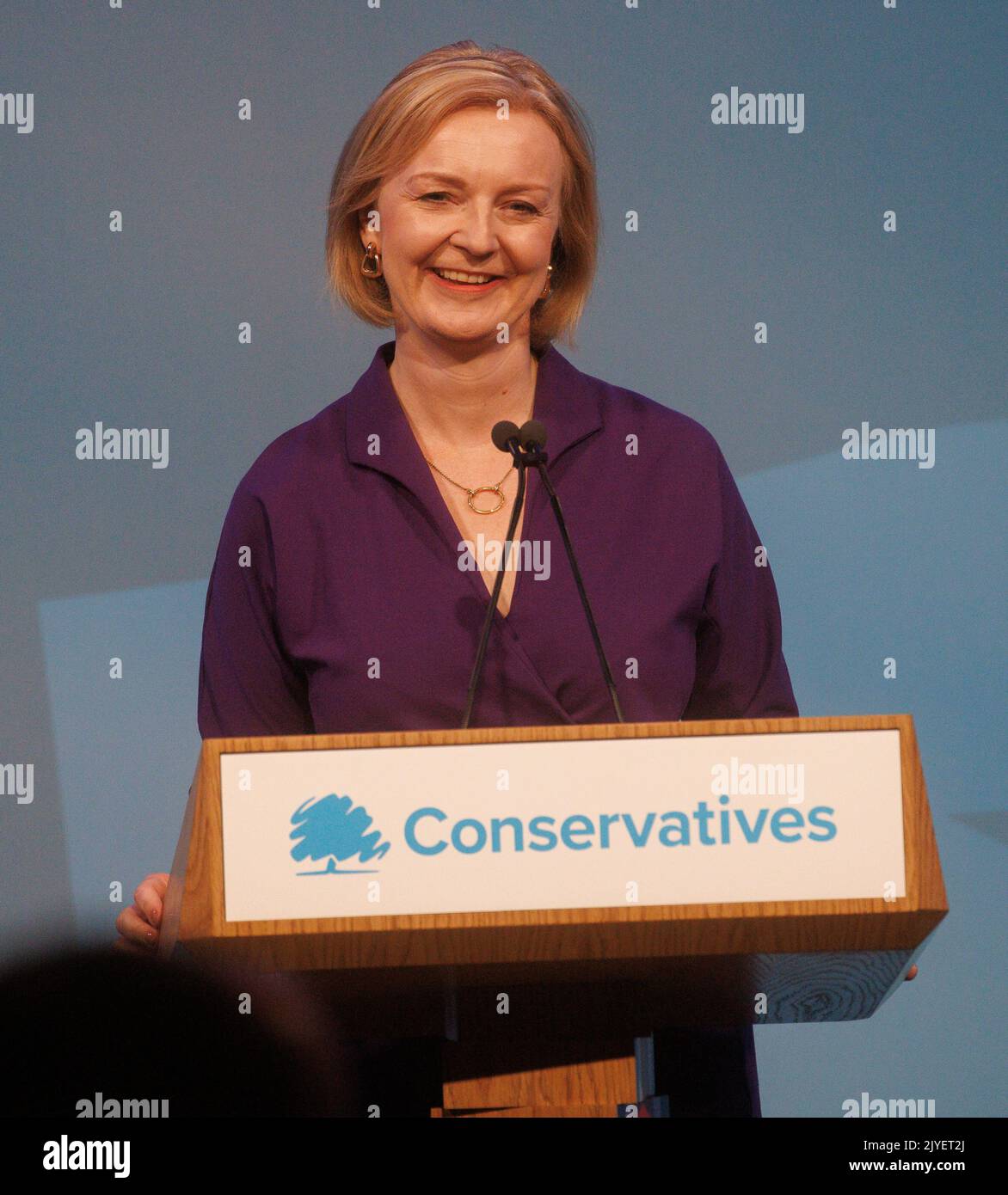Newly appointed Prime Minister, Liz Truss, makes a speech to ...