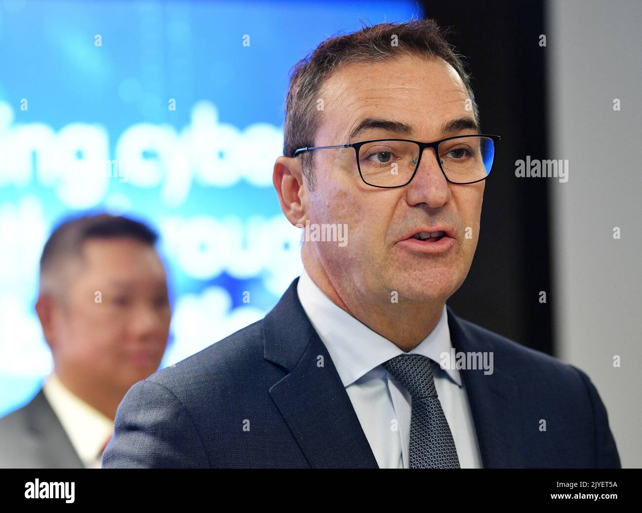 South Australian Premier Steven Marshall speaks to the media during the ...