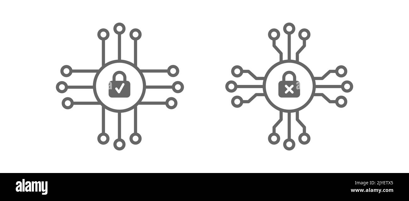 Cybersecurity. Network protection symbol. Technological futuristic concept. Flat style. Stock Vector