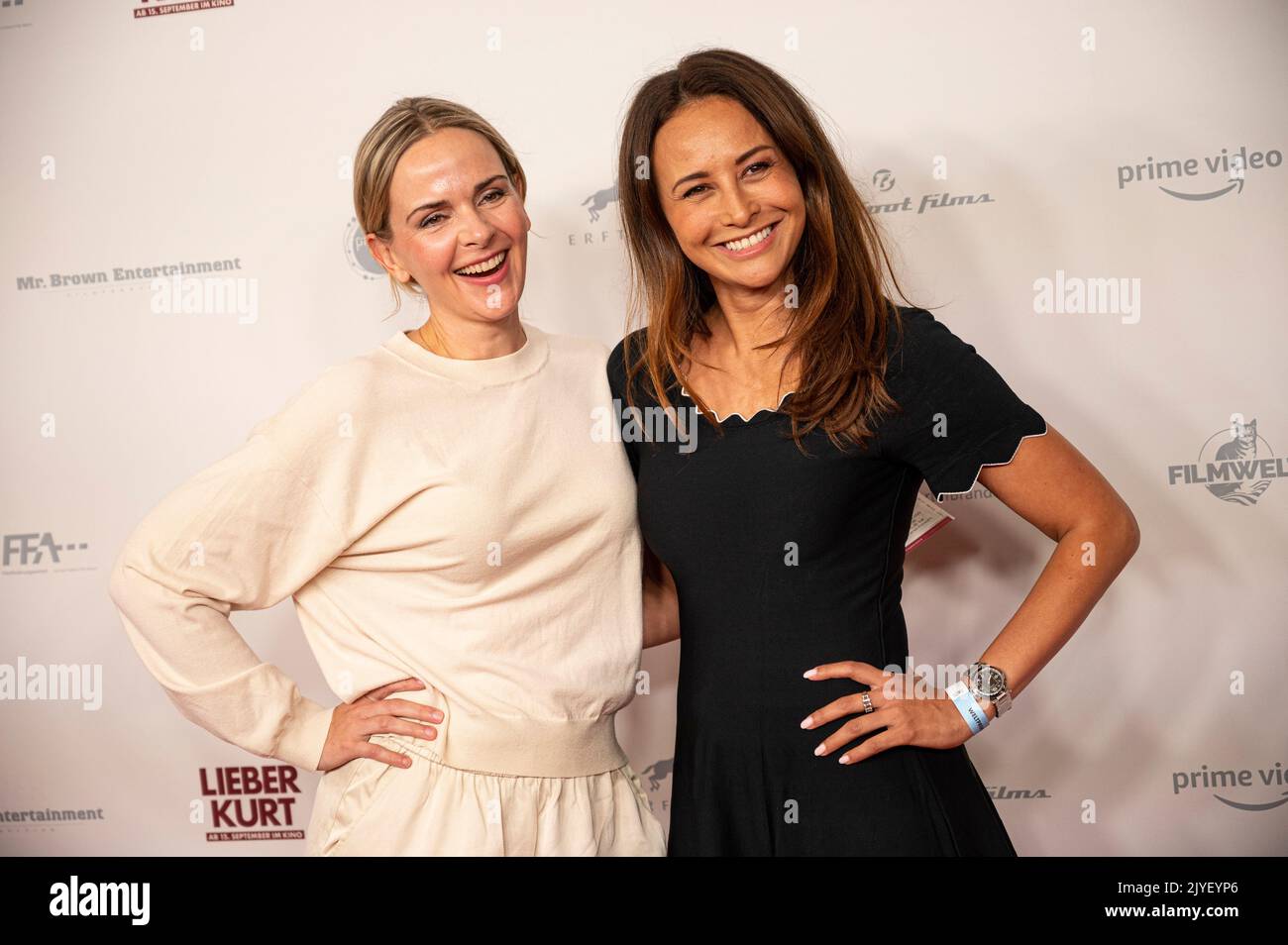 Berlin, Germany. 07th Sep, 2022. Actress Denise Zich (l) and actress Sinta Weisz arrive at the world premiere of the Schweiger film 'Lieber Kurt'. The film opens in theaters on Sept. 15, 2022. Credit: Fabian Sommer/dpa/Alamy Live News Stock Photo
