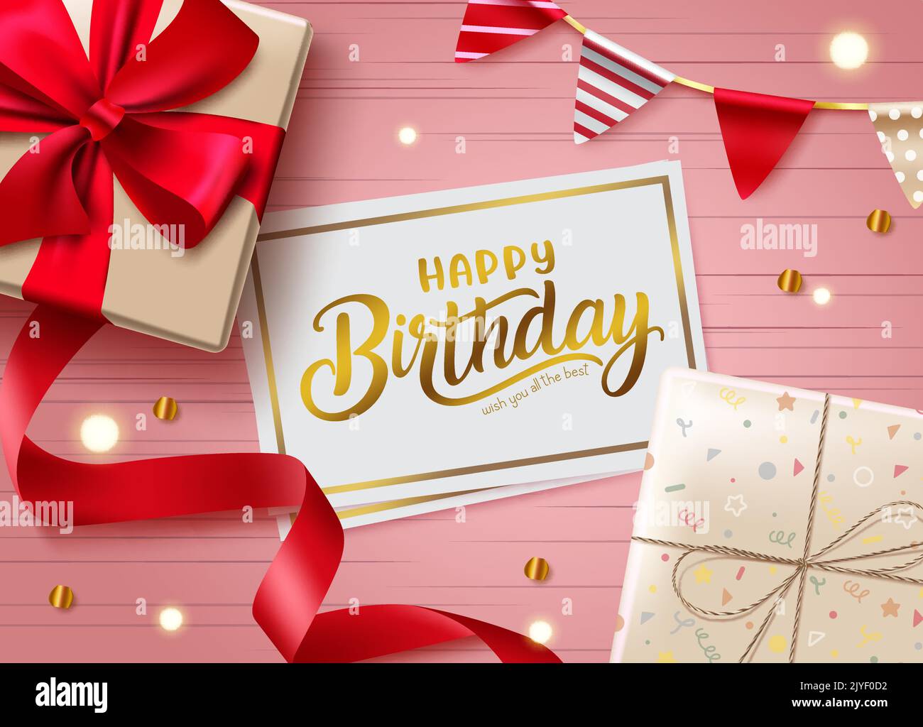 Birthday vector concept design. Happy birthday text in card with gift