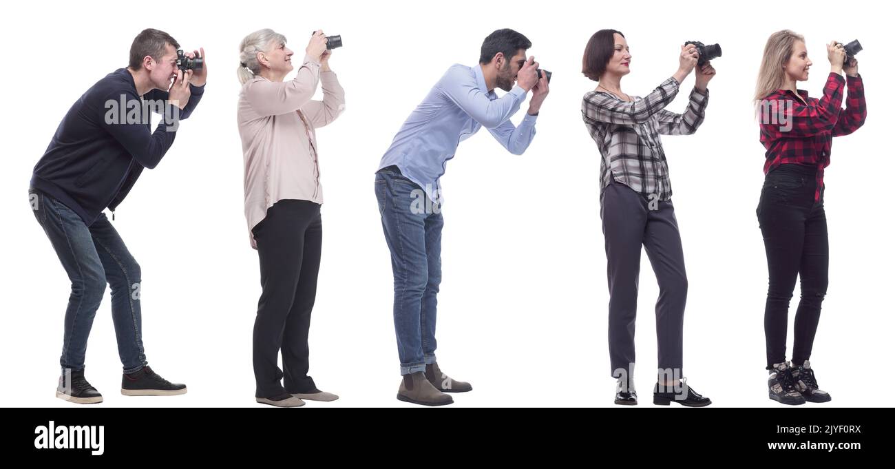 collage of group of photographers in profile isolated Stock Photo Alamy