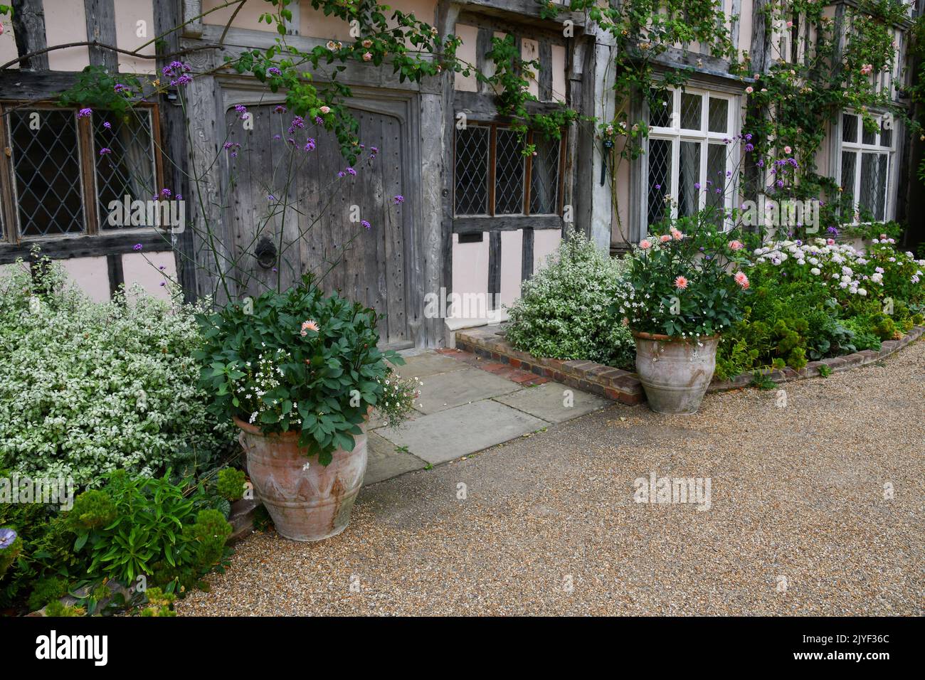 Tudor house front entrance Stock Photo