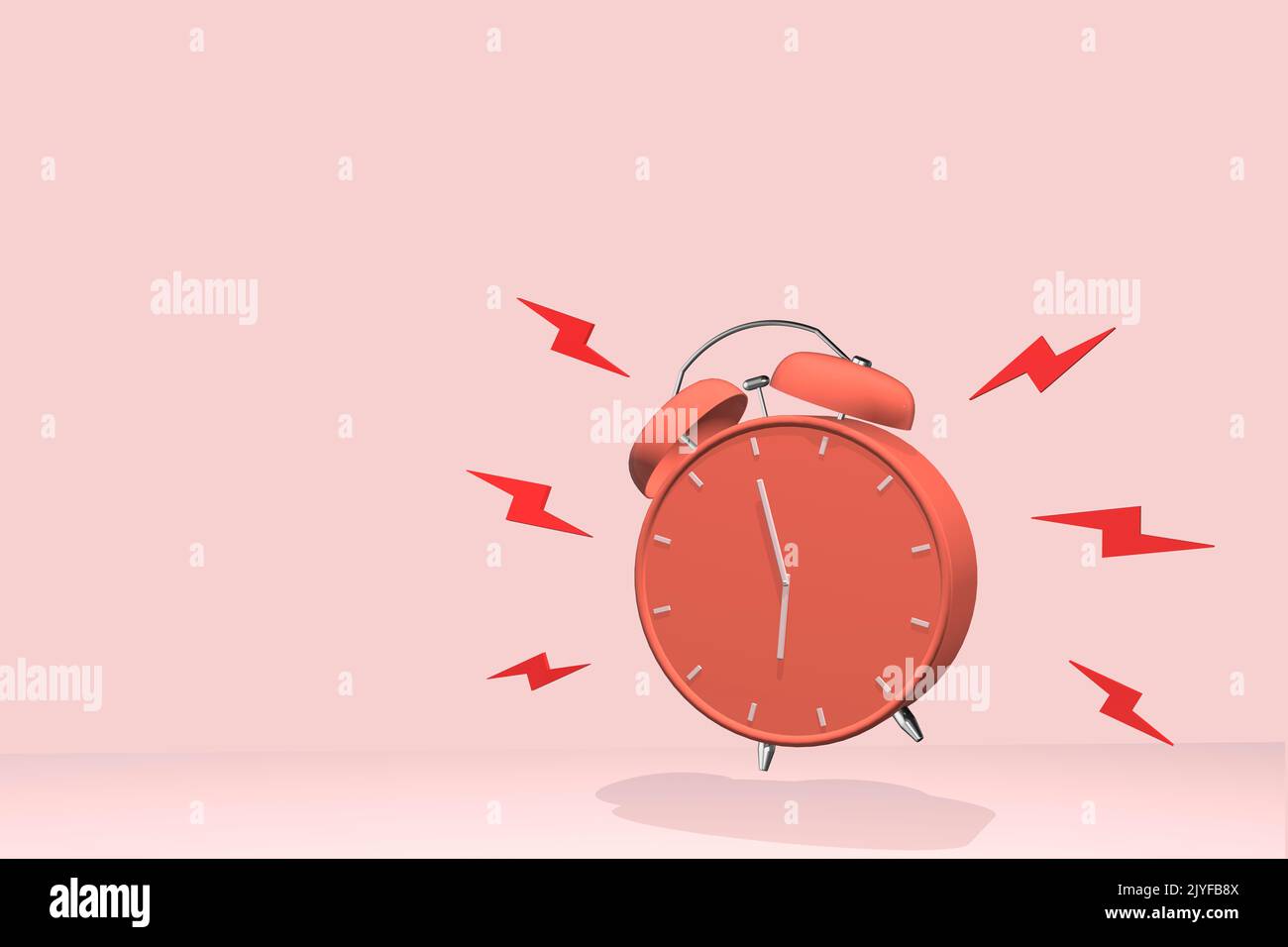 alarm clock ringing 3D render of ringing alarm clock with bells illustration time timer Stock Photo