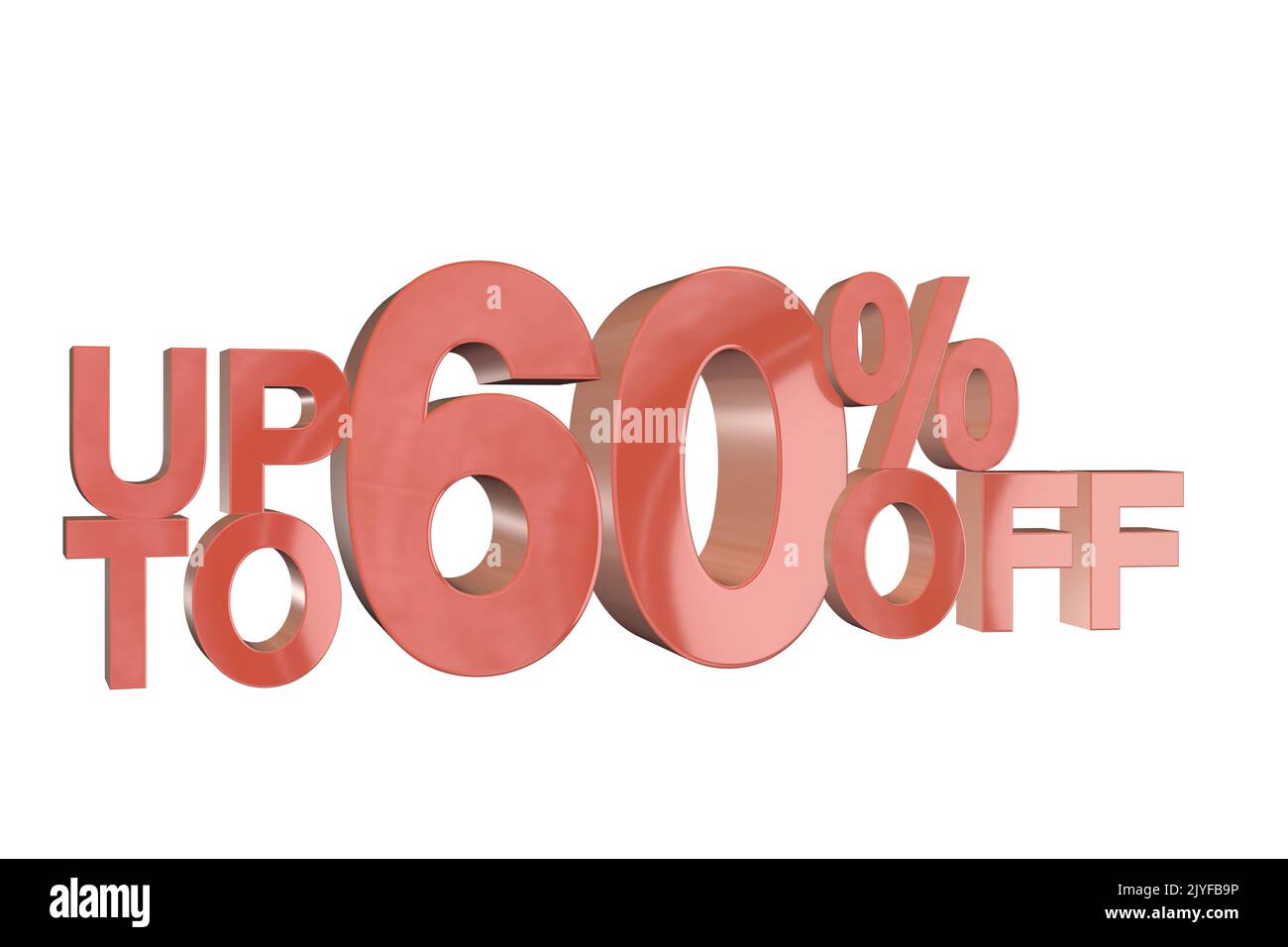 3D rendered discount banner marketing sign showing minus - up to upto 60% percent off Stock Photo