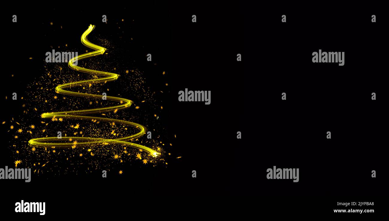 christmas tree background stylised stylized particle christmas tree black backgrounds christmas tree background with copy space Stock Photo