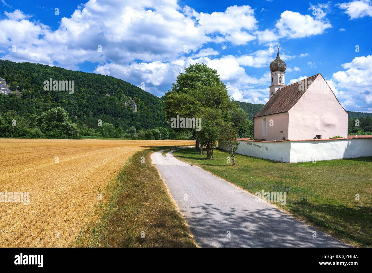 The idyllic church of St Agatha near Riedenburg Stock Photo