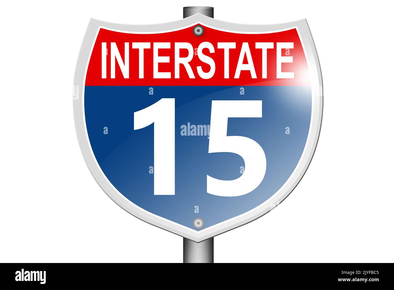 Interstate highway 15 road sign isolated on white background, 3d