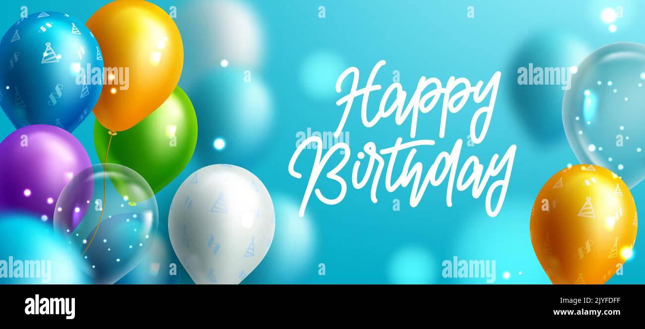 Birthday greeting vector background design. Happy birthday text in blue ...