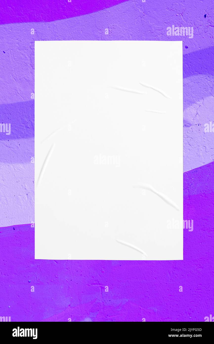 colorful urban wall texture with wrinkled glued poster template Stock