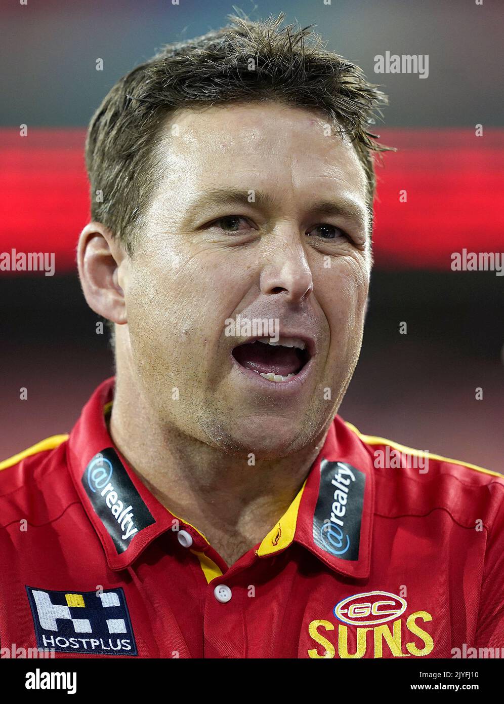 Suns coach Stuart Dew during the Round 11 AFL match between the Gold ...
