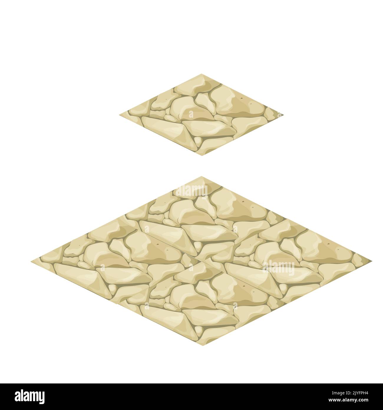Set isometric tile map elements stones in cartoon style isolated on
