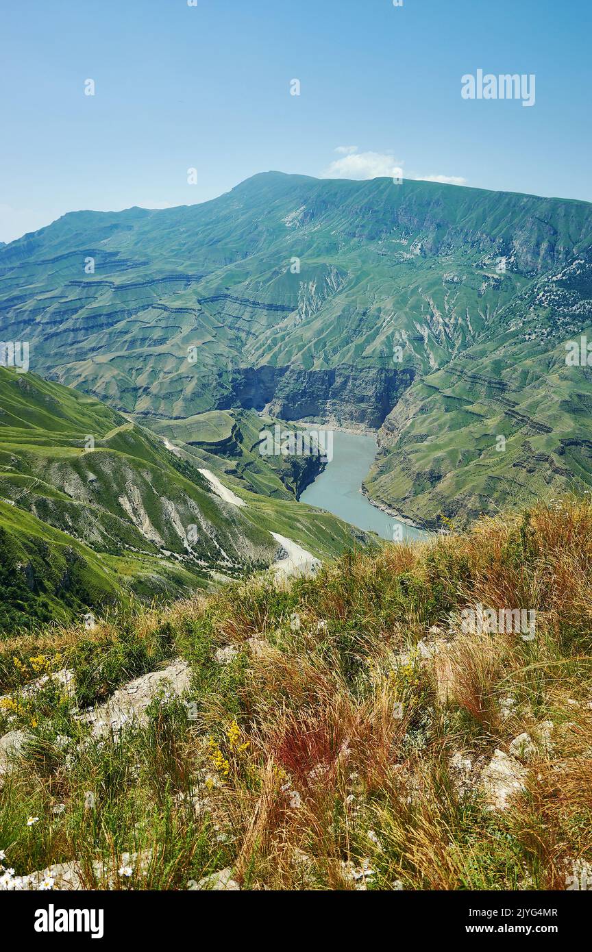 Sulak Canyon, steep-sided deepest canyon in Europe carved by the Sulak ...