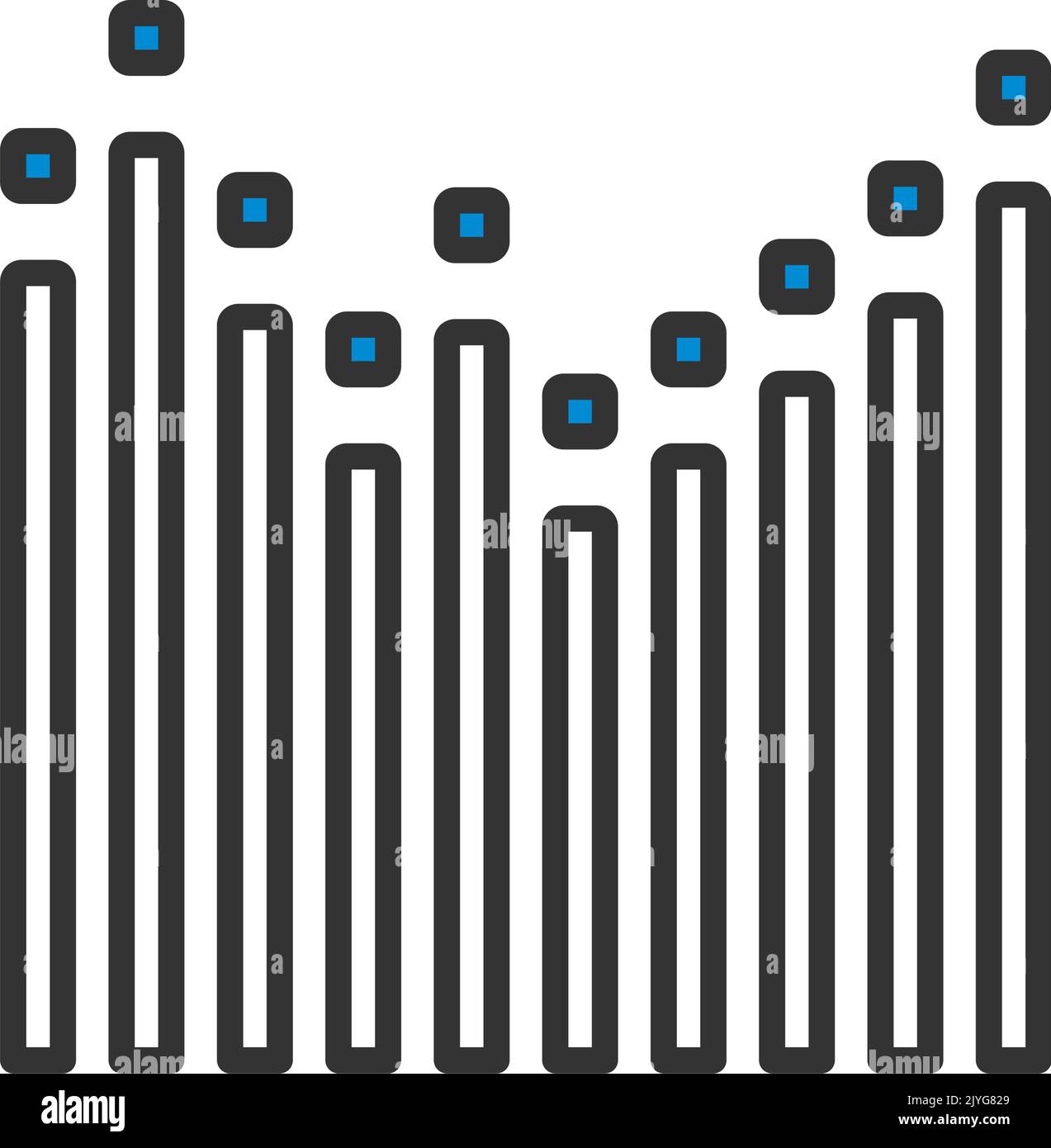 Graphic Equalizer Icon. Editable Bold Outline With Color Fill Design