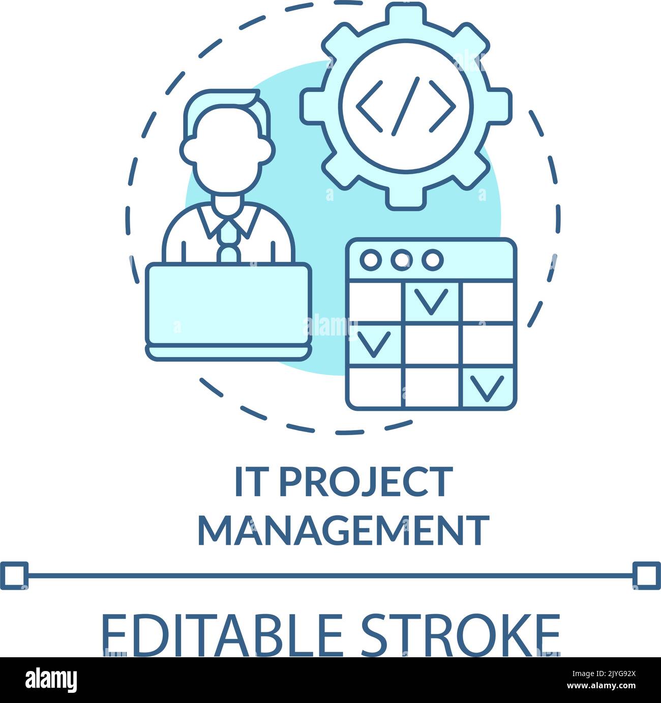 IT project management turquoise concept icon Stock Vector