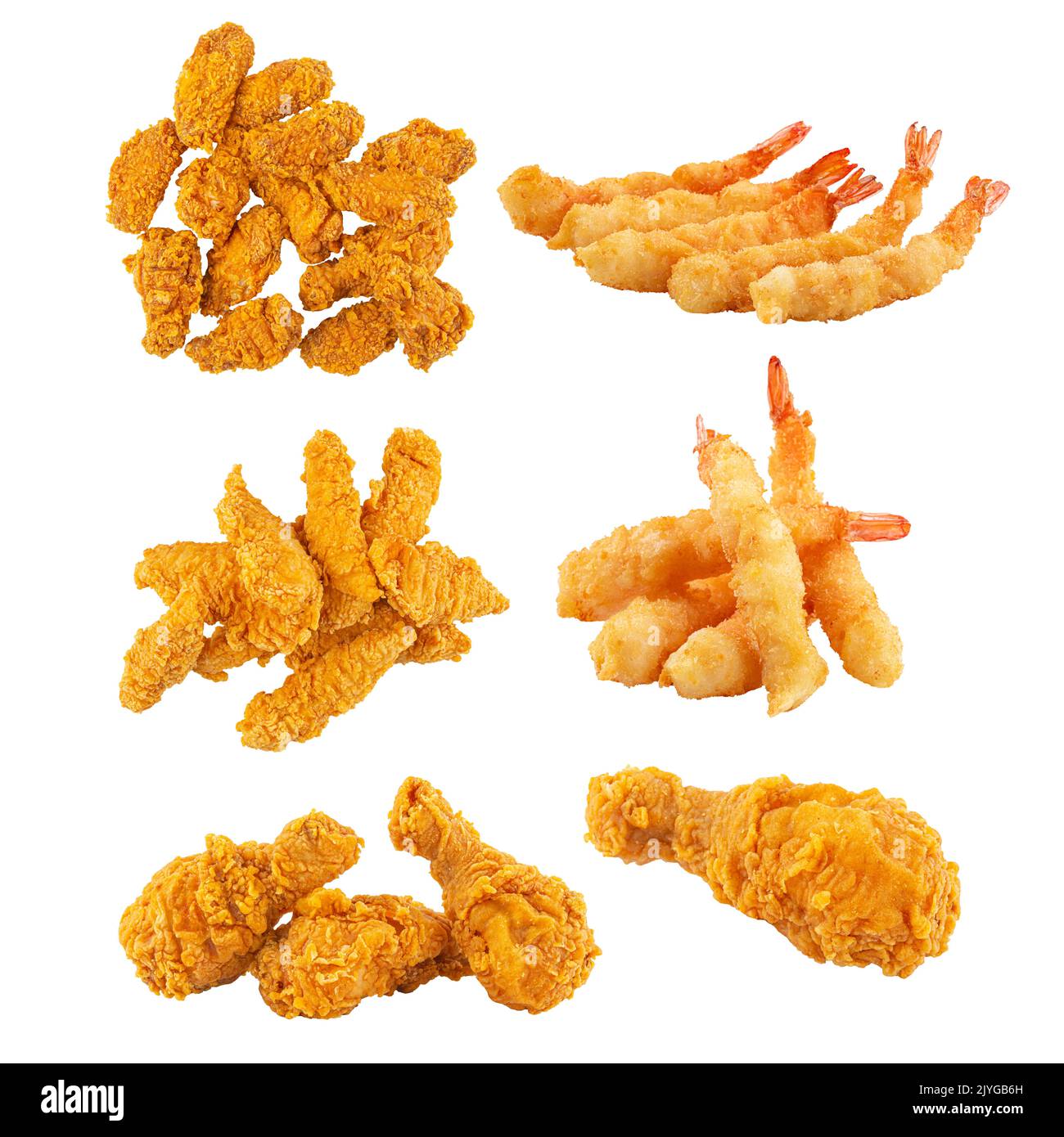 Assorted fried chicken and tempura shrimp collage Stock Photo Alamy
