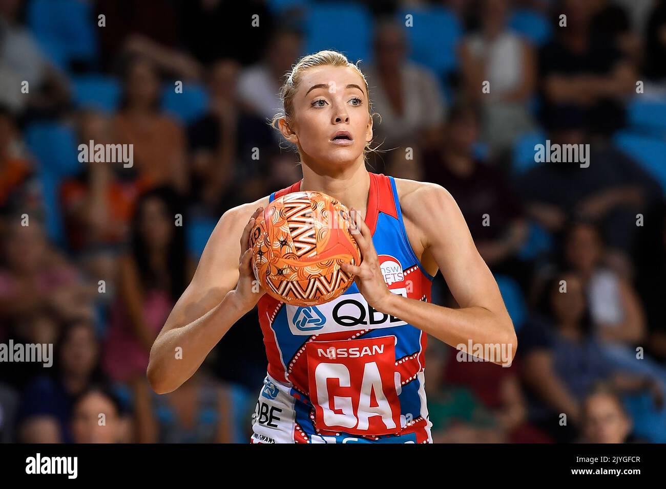 Helen Housby of the Swifts in action during the Round 13 Super Netball ...