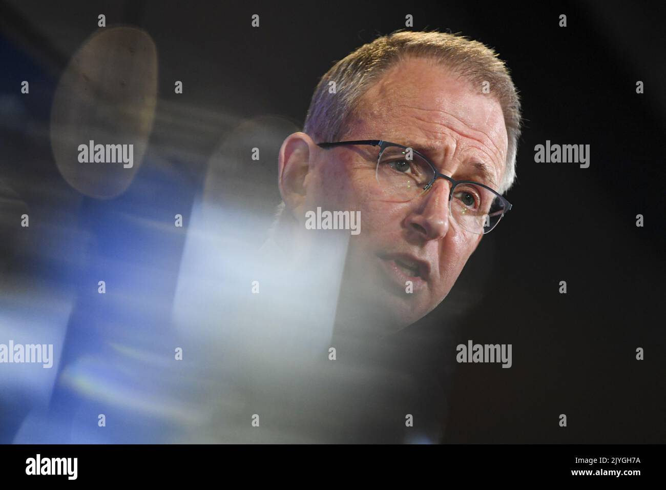 Australian Communications Minister Paul Fletcher delivers an address at