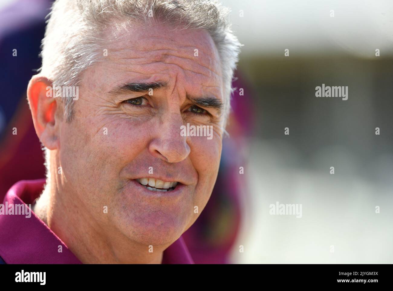 Lions coach Chris Fagan is seen during a press conference at Brisbane Lions training at Leyshon