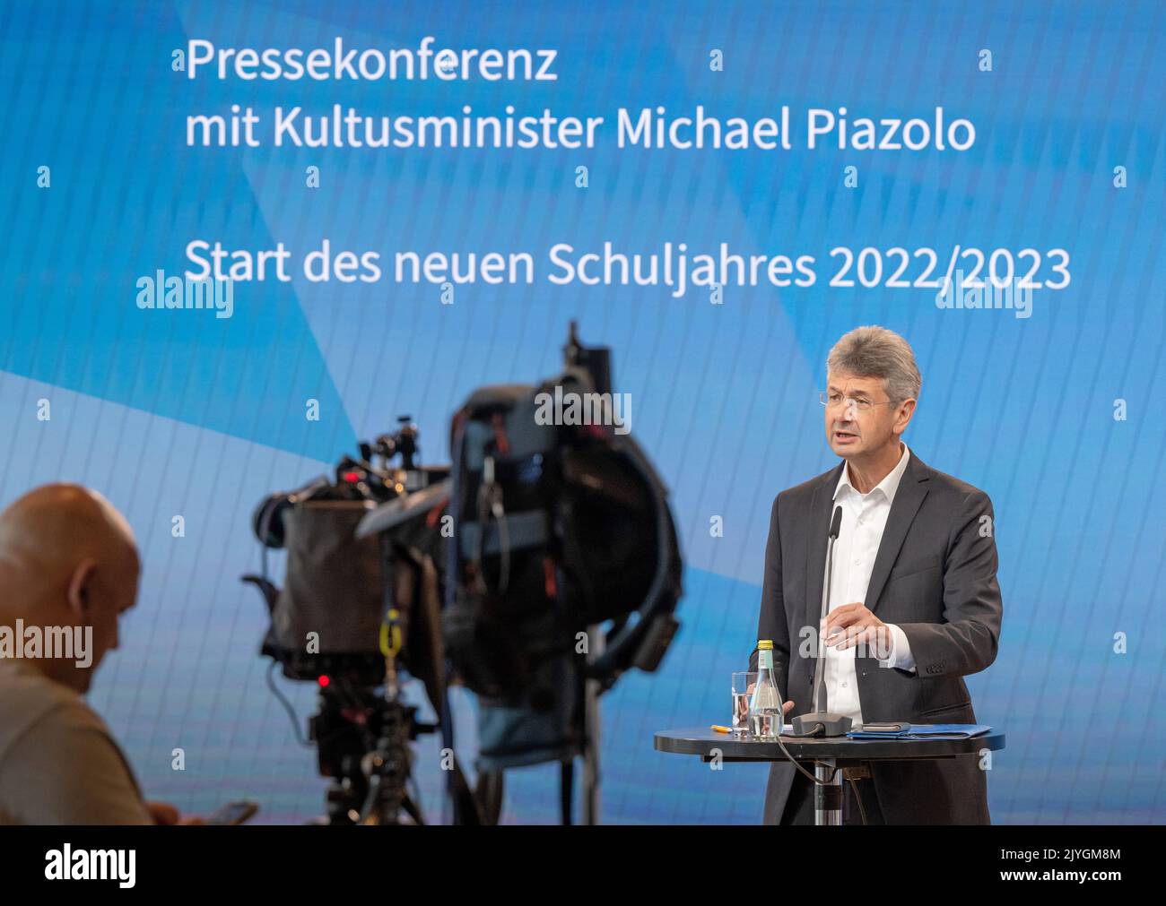 Munich, Germany. 08th Sep, 2022. Michael Piazolo, (Freie Wähler) Minister of State for Education and Cultural Affairs, attends a press conference to mark the start of the new 2022/2023 school year. Credit: Peter Kneffel/dpa/Alamy Live News Stock Photo
